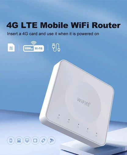 4G LTE Router WiFi 6 SIM Card Modem Support 32 Device Connections Mobile Wireless Router Typc-C Interface for Asia Africa Europe