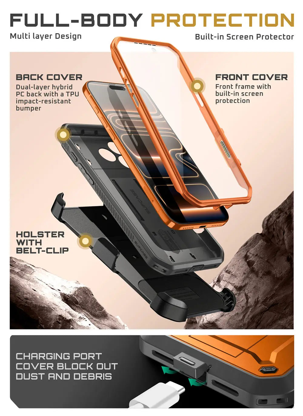SUPCASE For iPhone 17 Pro Max Case 6.9" (2025) UB Pro Full-Body Heavy Duty Rugged Phone Case with Built-in Screen Protector