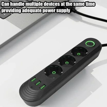 2500W EU Plug Power Socket 2m Extension Cable 3 USB Jack 3/4/5 Holes Power Strip Socket Network Filter With USB Ports Charging