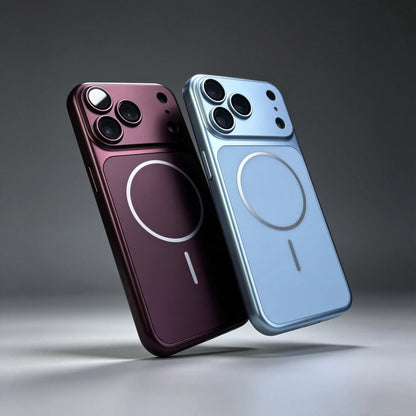 Original Metal Color Magnetic Charge Case For iPhone 18 17 Air 16 15 14 13 Pro Max For Magsafe Large Window Plating Rugged Cover