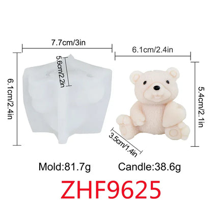 Couple Bear Candle Mold Couple Embrace Bear Silicone Mold 3D Teddy Bear Candle Making Mold for Valentine's Day Birthday Gift