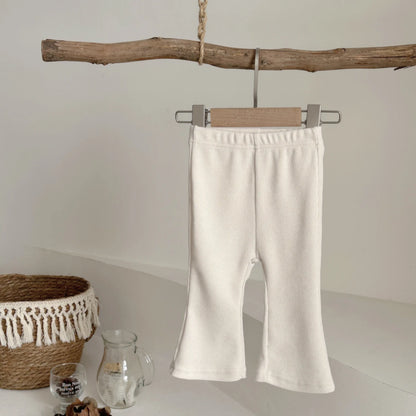 Baby Trousers Spring Loose Solid Color Bell Bottom Pants Newborn Girl Stretch Trousers Autumn Toddler Girl Clothes