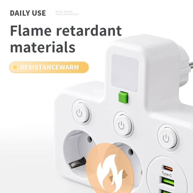 EU plug AC socket power board multi-layer wall socket universal network filter, with or without USB independent switch light ada