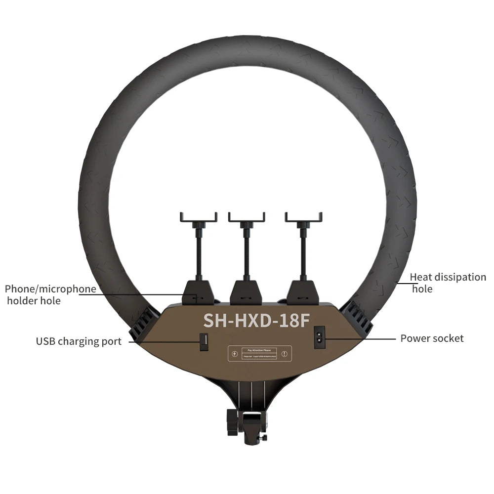 SH Ring Light 18inch Kit 36W 6500K Professional LED Control Stand Phone Holder Tube  Bag for Tattoo Lash Extension Barber Light