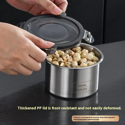 Stainless Steel Storage Jars Set 500/900/1400ml Sealed Containers Kitchen Organizer for Fresh Grain Vegetable Coffee
