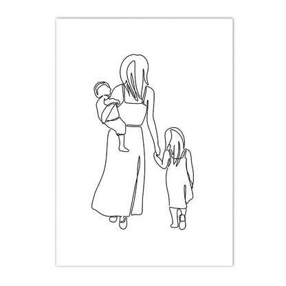 Love Hands Abstract Line Canvas Painting Family Portrait Print Mom Dad Daughter Son Art Poster Nordic Wall Pictures Home Decor