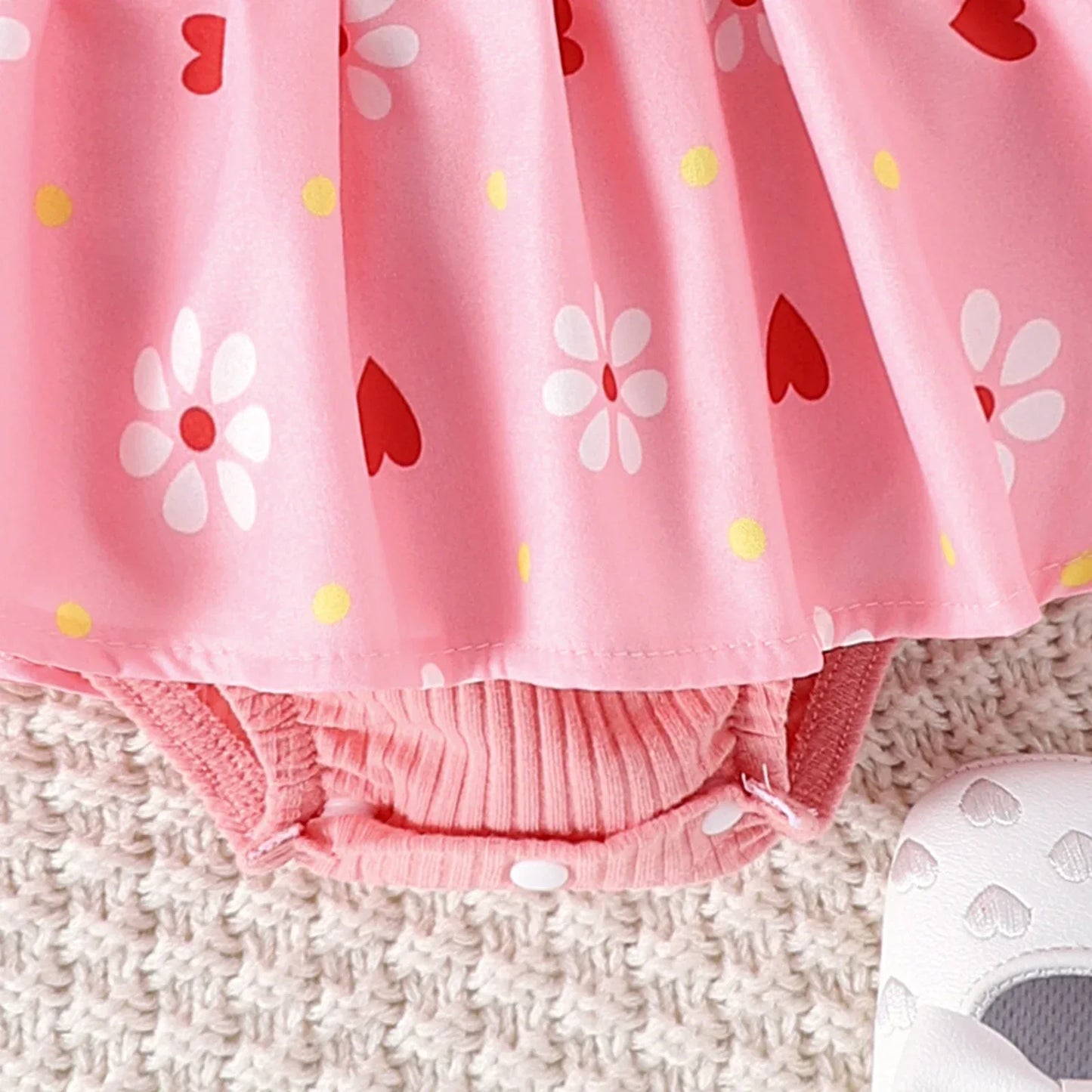 2PCS  Spring And Autumn New Style For Girls 0-1 Years Old Sweet And Comfortable Pit Strip Long-Sleeved False Straps Hat Dress