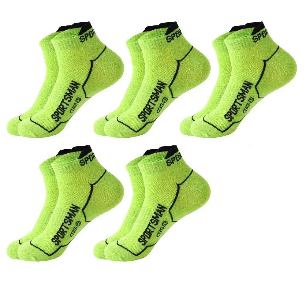 5 Pairs Men's Short Socks Sweat Absorbent and Odorous Basketball Running Sports Socks Breathable Mesh Men's Socks