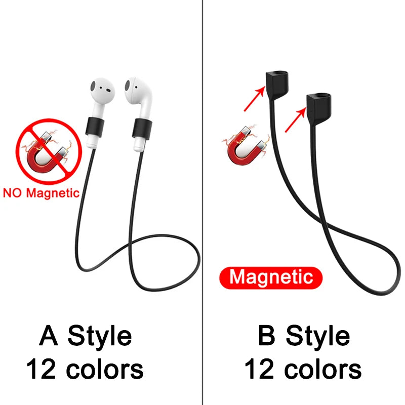 Silicone Wireless Bluetooth Headphone Neck Strap Cord String For AirPods Pro 1 2 3 Magnetic Anti-Lost Silicone Earphones Rope