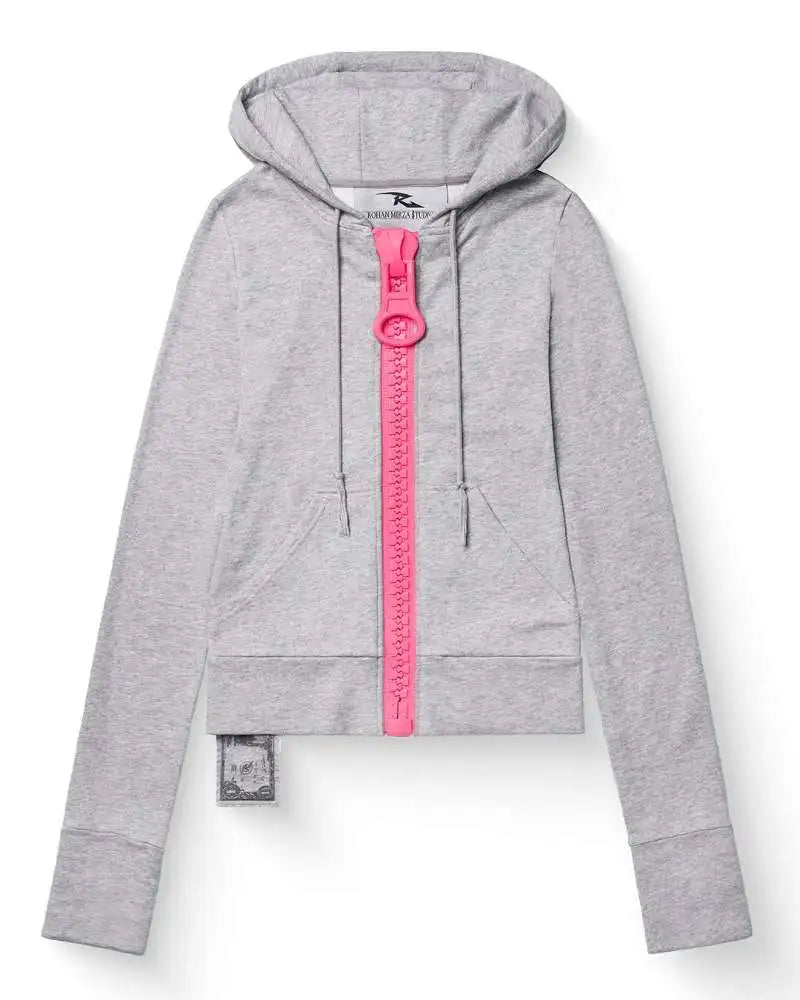 Y2K street Harajuku loose oversized zipper multi-pocket hoodie American fashion trend solid color oversized hoodie for women