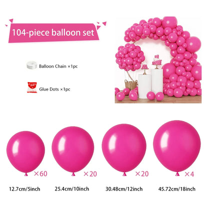 104 Pieces Ruby Red Balloon Red Garland Arch Set with Different Sizes, Suitable for Birthday, Wedding, Valentine's Day