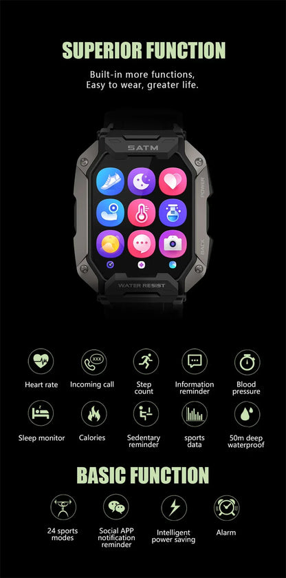 Smart Watch Men Swim IP68 ATM Waterproof Smart Clock Outdoor Sports Fitness Tracker Health Monitor Smartwatch For Android IOS