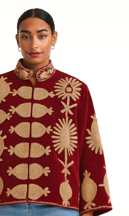 Winter Teenagers Velvet Suzani Plus Size Quilted Waterproof Reversible Eco-Friendly Quick Dry Breathable Hand Embroidery Floral