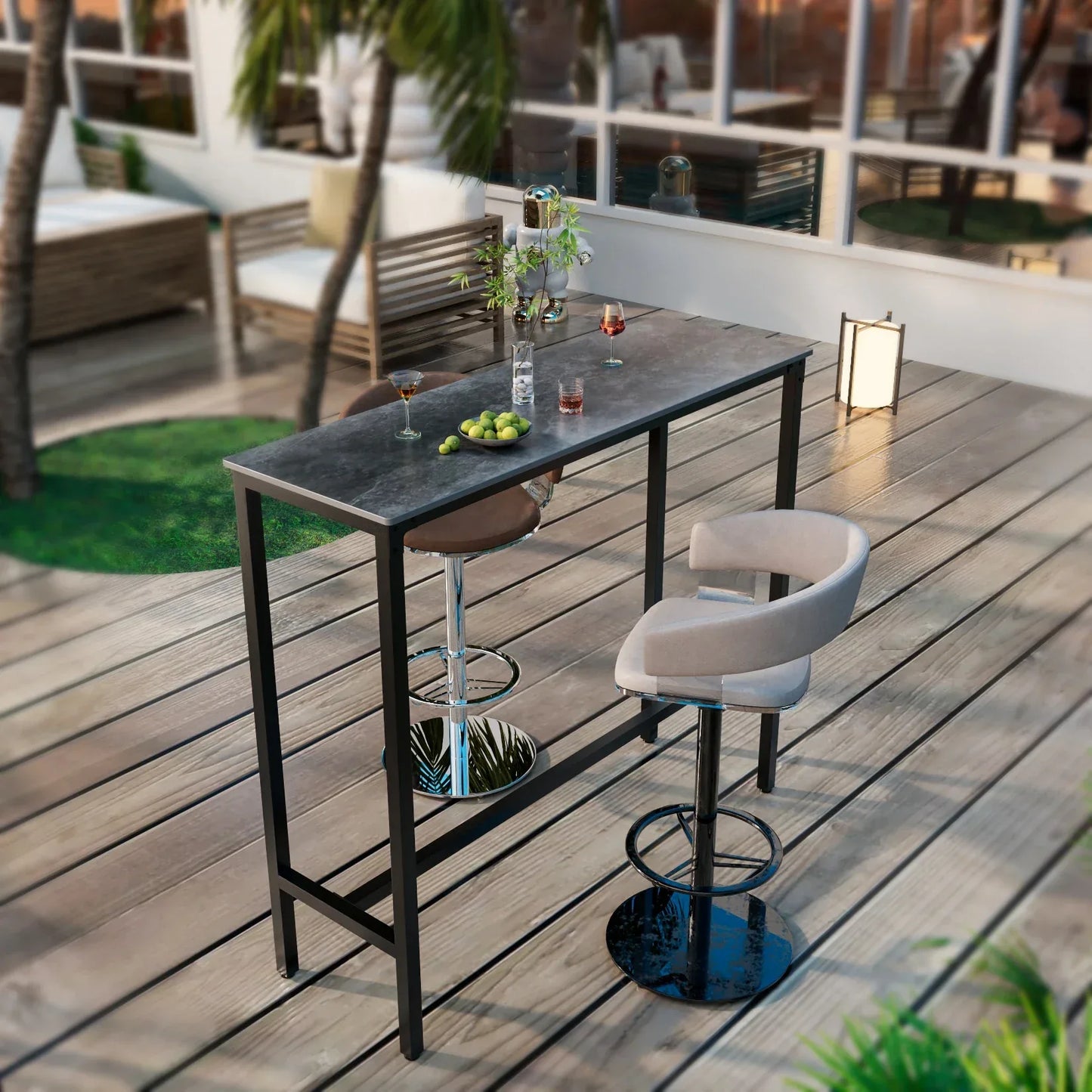 Slate Marble Kitchen Table Bar Table Pub Dining Counter High Table Breakfast Table, 4-6 Person, 120CM Long, Excluding Chairs  ﻿