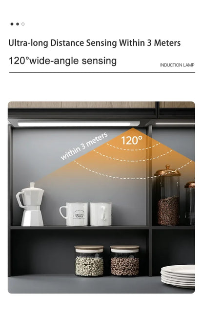 Night Light 20/30/40/60CM Motion Sensor Light Wireless USB LED Cabinet Light Wardrobe Lamp For Kitchen Cabinet Bedroom Wardrobe