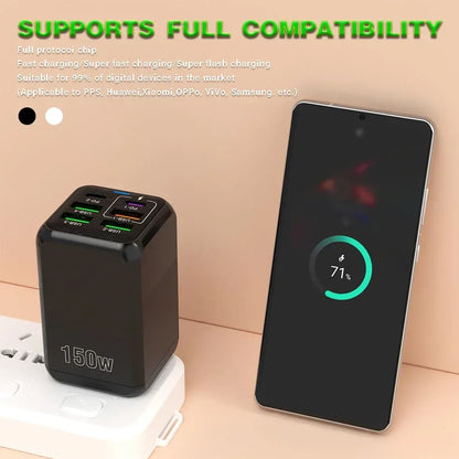 150W Multi Port USB Charger 6 Ports Fast Charge Phone Charger Wall Adapter For iPhone Samsung Xiaomi EU/US/UK Plug Quick Charger