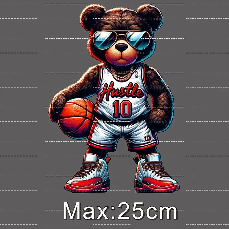 Teddy Bear Street Style Ironing Sticker Clothes DTF Fashion T-shirt Hoodie DIY Hot Transfer Printing Hot Sticker Waterproof