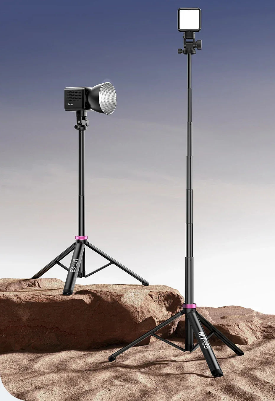 Ulanzi MT-89 2M Quick-Release Light Stand with Cold Shoe Mount 8-Section Extend for Action Camera Phone Clamp Photograph Tripod