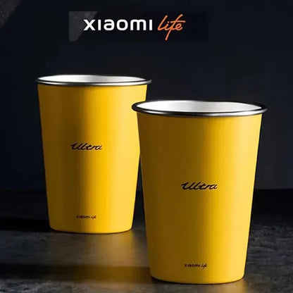 Mijia Life Ultra Yellow 304 Stainless Steel Drinking Cup 350ML Single-layer Rolled Edge Beer Outdoor Car Stacked Cold Drink Cup
