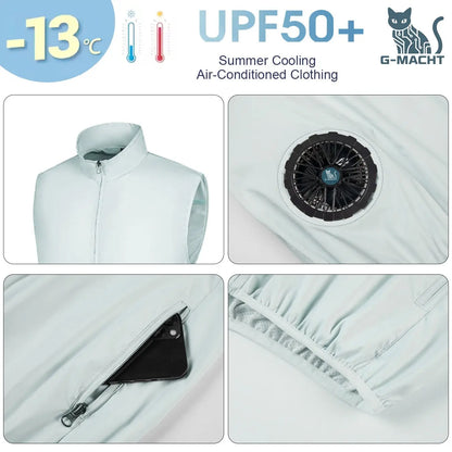 Summer Cooling Vest Men USB Charging Fan Sleeveless Jacket Air Conditioning Clothing Breathable Cool Working Coat for Outdoor Wo