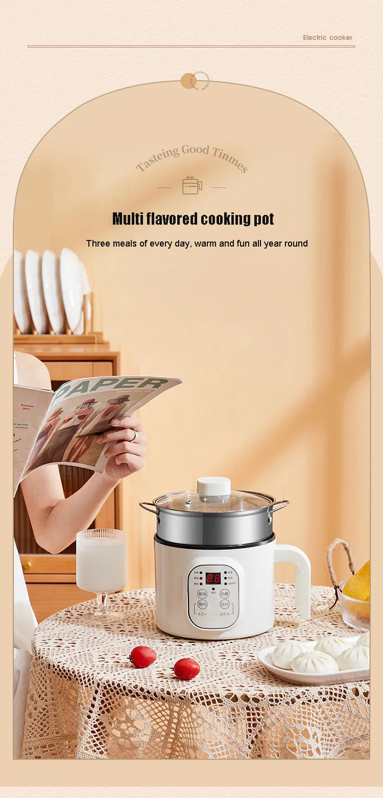 Multifunctional Electric Slow Cooker Portable Dormitory Student Office Staff Mini Electric Pot Stir Stew Non-Stick Rice Cooker