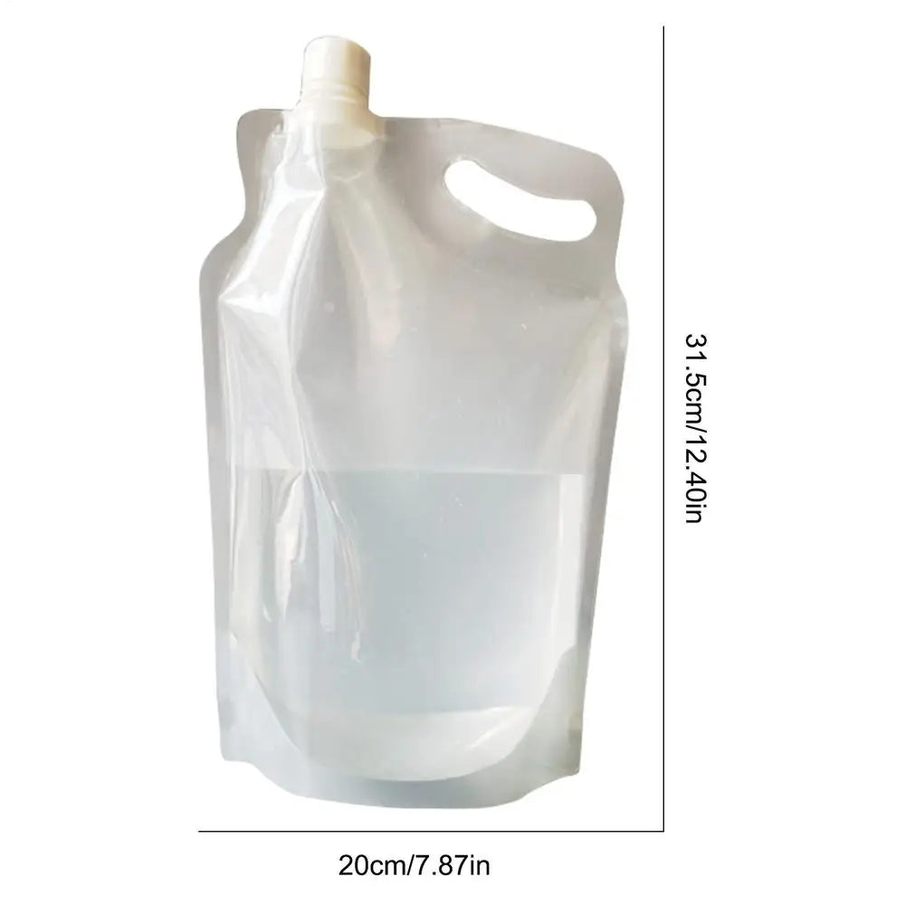 Foldable Water Bag 2L Transparent Reusable Drinking Water Container for Hiking Backpacking, Leakproof Travel Sports Bottle