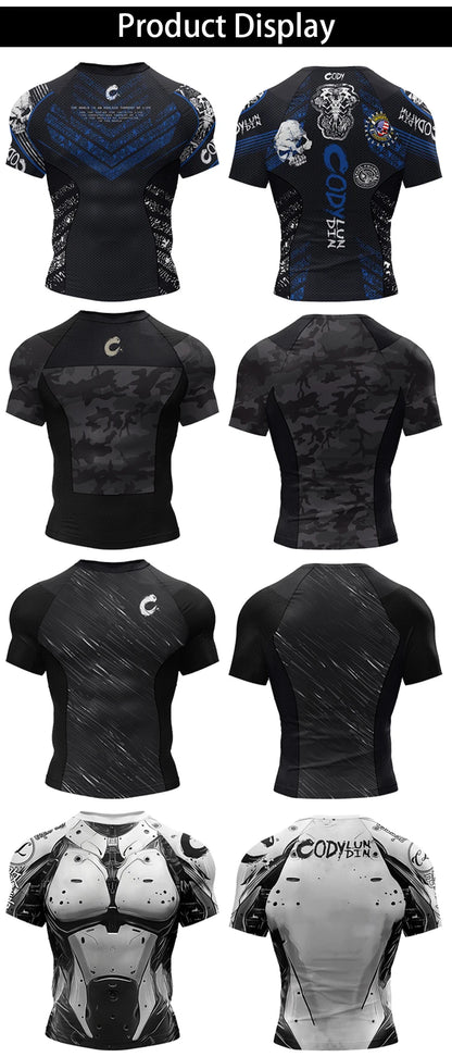 Hot Sell 3Digital Printed MMA BJJ Rash Guard Compression Shirt for Grappling Wrestling Daily MMA BJJ No-Gi Fitness Tee Shirts