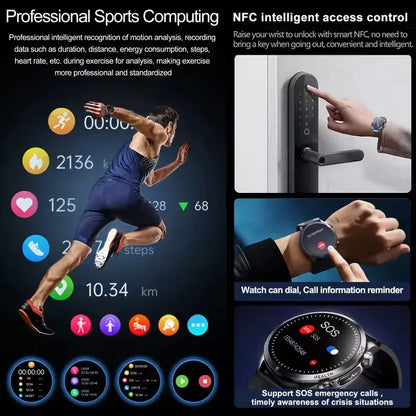 New Blood pressure Non-invasive Health Monitor Airbag Sports Smart Watches ECG+PPG Precise 1.43-inch AMOLED Calls Smartwatch NFC