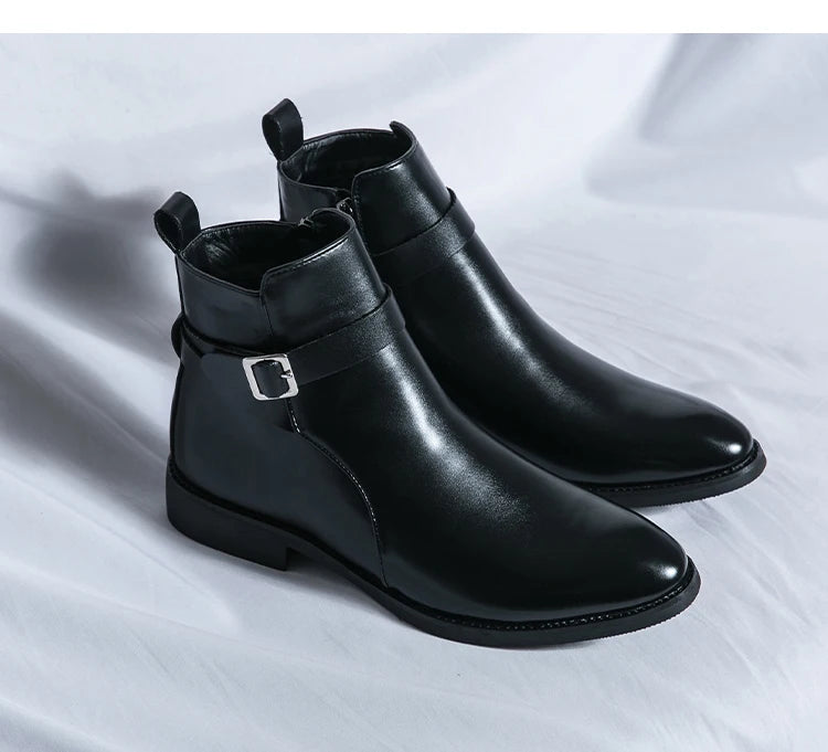 2025 Autumn Designer Business Casual Shoes For Men Trend Classic Leather Shoes Outdoor Chelsea Pointed Tip Brown Plus Size 47