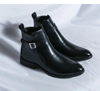 2025 Autumn Designer Business Casual Shoes For Men Trend Classic Leather Shoes Outdoor Chelsea Pointed Tip Brown Plus Size 47