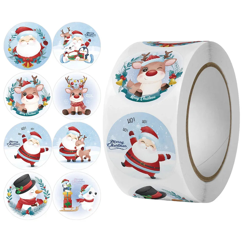 100-500Pcs Gold Snowflake Christmas Stickers Candy Bag Envelopes Sealing Label Christmas Gifts Box Decorations Sticker