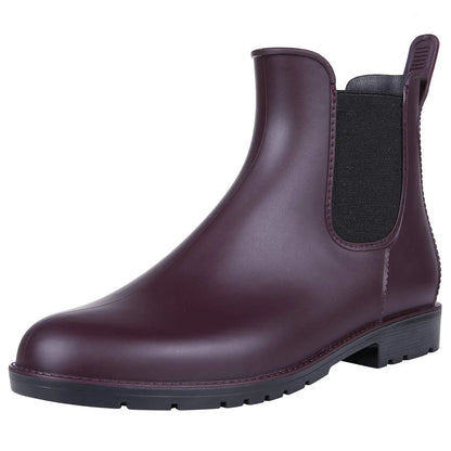 Evshine Fashion Short Rain Shoes For Women New Lady Chelsea Boots Outdoor Anti-slip Waterproof Rain Boots Sodt Rubber Ankle Boot
