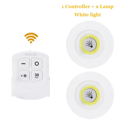 3W Super Bright Cob Under Cabinet Light LED Wireless Remote Control Dimmable Wardrobe Night Lamp Home Bedroom Closet Kitchen