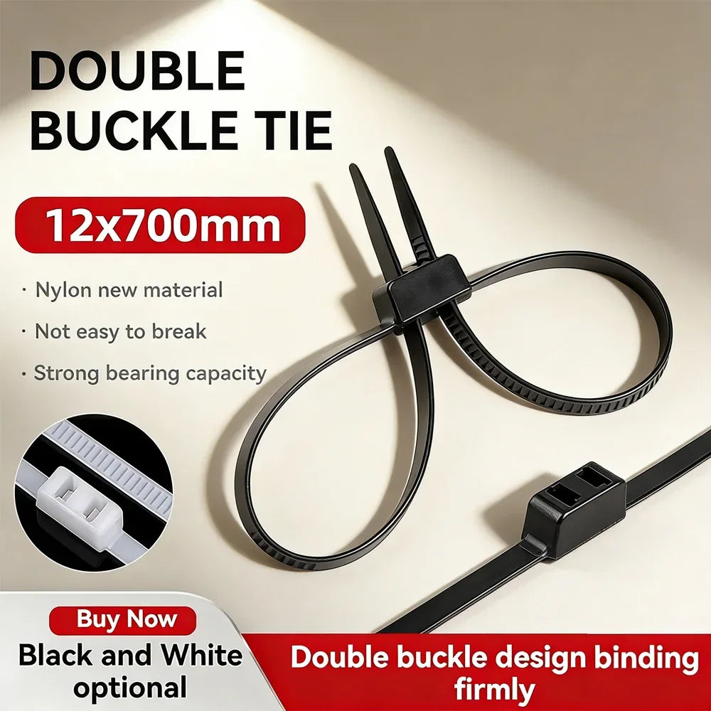 2/20PCS 27.5" Heavy Duty Police Plastic Handcuffs – Flexible Self-Locking Double-Head Nylon Cable Zip Ties