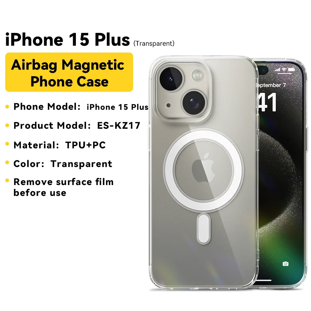 Essager Magnetic Case for iPhone 15 14 13 12 Pro Max Case Shockproof Cover for iPhone 14 Pro Max 15 Plus 15pro Macsafe TPU Cases