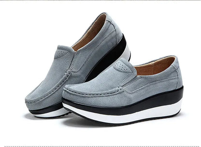 Creepers Platform Shoes Women Flats Women Loafers Spring Autumn Casual Suede Leather Shoes Ladies Moccasins Slip On Plus Size 42