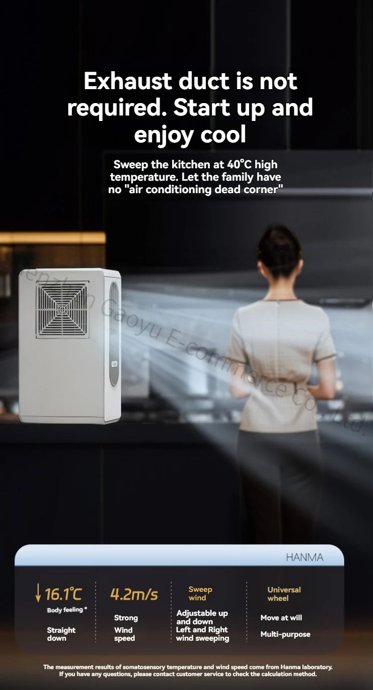 New Ductless Portable Air Conditioner for Kitchen & Room Cooling, No Installation Needed, Fast Cooling Mobile AC Unit