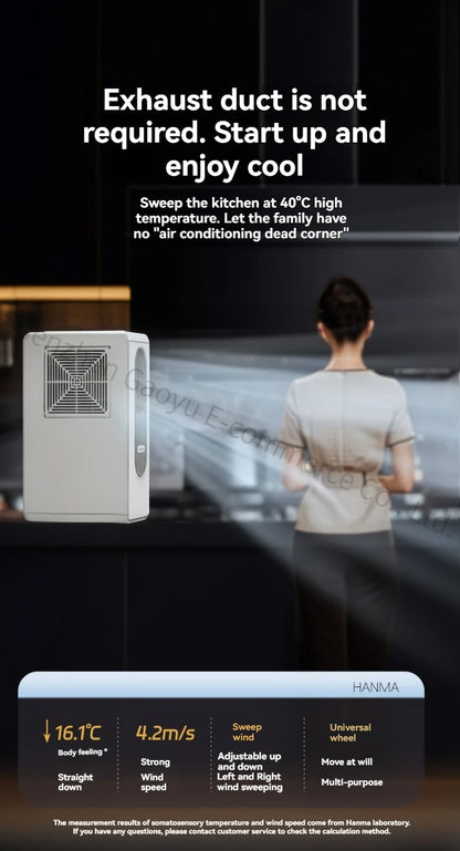 New Ductless Portable Air Conditioner for Kitchen & Room Cooling, No Installation Needed, Fast Cooling Mobile AC Unit