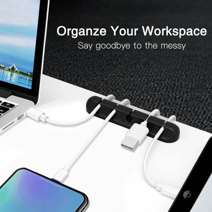 Silicone USB Cable Organizer USB Charging Cable Winder Desktop Tidy Management Clips Cable Holder For Mouse earphone Accessories