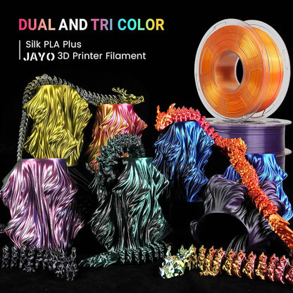 JAYO 10Rolls SILK PLA+ 3D Filament 1.75mm SILK PLA Rainbow  Filament for FDM 3D Printer SILK Dual & Triple 3D Printing Materials