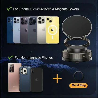 Magnetic Car Phone Holder 360° Rotatable Strong Magnet Stand Portable Mount Universal Suction Cup Phone Mount for MagSafe