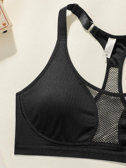 Mesh Fabric Vest-Style Bra Wireless Seamless Underwear for Women Comfortable Breathable Sports Bra Fitness Gym Workout TopYS3565