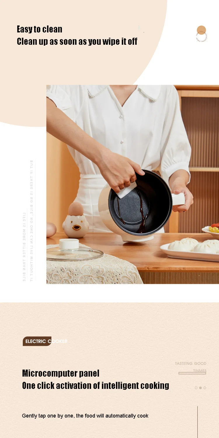 Multifunctional Electric Slow Cooker Portable Dormitory Student Office Staff Mini Electric Pot Stir Stew Non-Stick Rice Cooker
