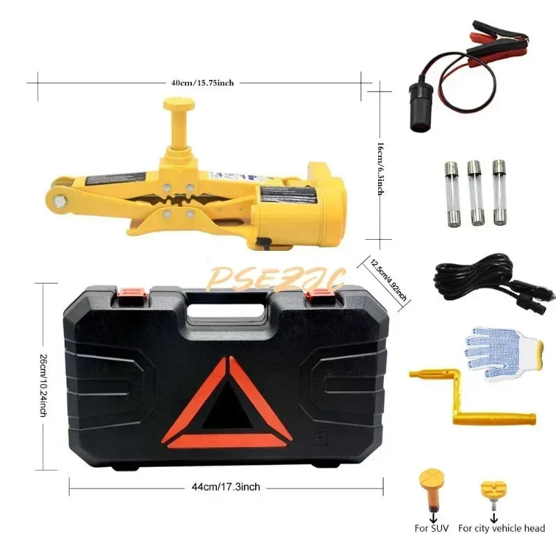 Car Jack 2T/3T12V DC Lifting Tire and Wheel Repair and Replacement Kit SUV Van and Emergency Equipment