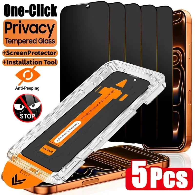 1-5Pcs Anti Spy Screen Protector For iPhone 17 16 15 14 13 12 11 Pro Max XS X XR Air 6 7 8 Plus 16e One Click Installation Glass by PDG ibma