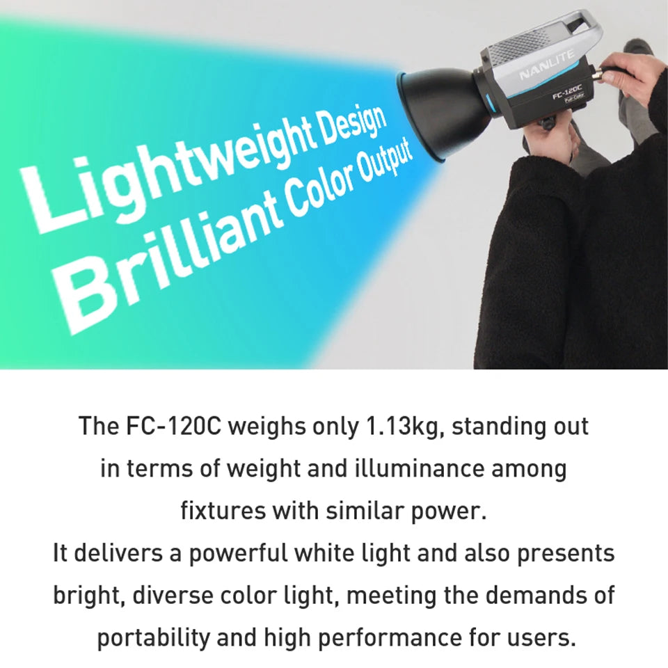 Nanlite FC-120C RGBW Full-color 145W 2700K-7500K Professional Photography Fill Light for Video Studio Outdoor Live Stream Shoot