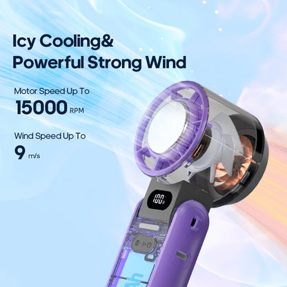 New Foldable Air Cooling Rechargeable Fan 3600mAh Portable Mini Handheld Fan 100-Speed Stepless Turbo Wind for Outdoor Travel