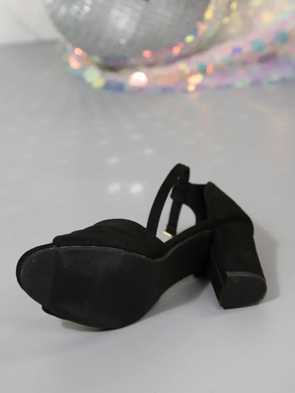 Women's Summer Fish Mouth High Heels Sandals Cross Band Thick Heel Hollow out Large Size Shoes for plus Size Ladies