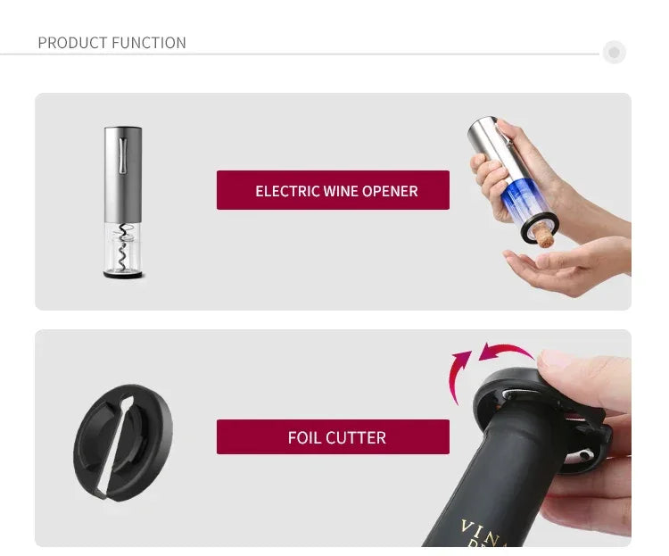Rechargeable Electric Red Wine Openers Automatic Corkscrew Wine Openers Set Foil Cutter Wine Stopper Wine Pourer Christmas Gifts