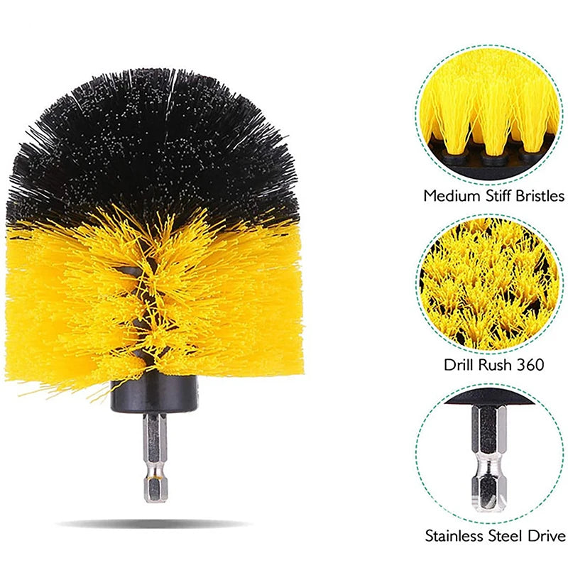 Electric Scrubber Grill Brush Kit 2/3.5/4'' Power Cleaning Brush for Car Bathroom Floor, Tub Shower Grout Nylon Attachments
